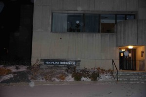 The sign pointing to Hopkins Bookshop