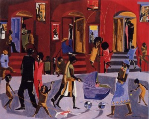 Brownstones - Artist: Jacob Lawrence (Clark Atlanta University Art Galleries)  