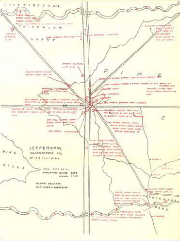 William Faulkner's map of Yoknapatawpha County